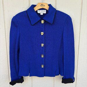 Vintage St. John Collection Blazer Women's 8 Blue Santana Knit Office Formal